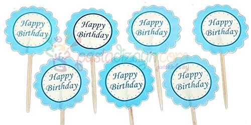 Blau Happy Birthday Deko Zahnstocher,10 Stk von Torten Deko Shop
