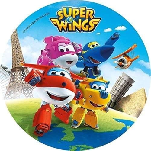 Super Wings Runde Tortenaufleger 20CM - Geburtstag Tortenbild Zuckerbild Tortenplatte Oblate Kuchenzuckerplatte von Torten Deko Shop