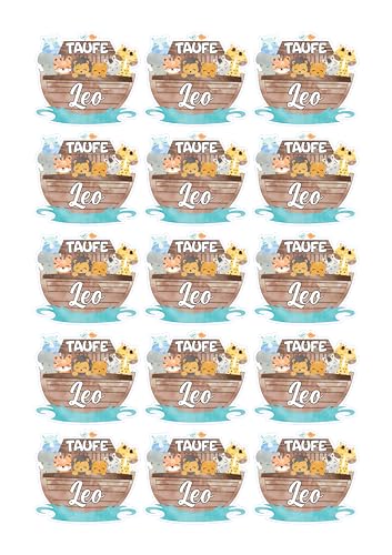 Muffinaufleger Cake Topper "TAUFE" ARCHE NOAH personalisiert mit Wunschtext - Oblate, Dekorpapier Plus oder Fondantpapier personalisiert mit Text von Tortenpixel