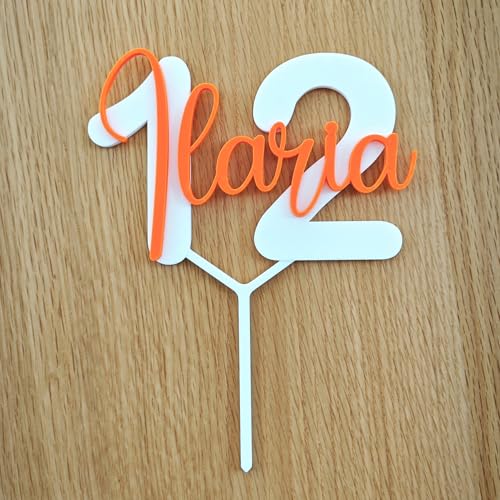 Personalisierter Tortenaufsatz mit Namen und Geburtstagszahl | Cake Topper für Geburtstag von Tortenpixel