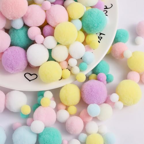 Torytoe Pompons zum Basteln, 390 Stück 1-3cm Bunte Mini Pompons Kleine Bommeln Pom Poms für DIY Kreativen Handwerk Dekorationen (Mischfarben) von Torytoe