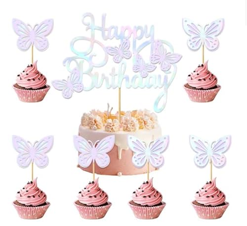 Torytoe Schmetterlinge Tortendeko, 7 Stück Laser-glänzende Happy Birthday Kuchendeko Cake Topper Geburtstag Tortendeko Mädchen für Hochzeit Themenparty Kuchendekoration Torytoe Schmetterlinge Tortendeko, 7 Stück Laser-glänzende Happy Birthday Kuchendeko Cake Topper Geburtstag Tortendeko Mädchen für Hochzeit Themenparty Kuchendekoration von Torytoe