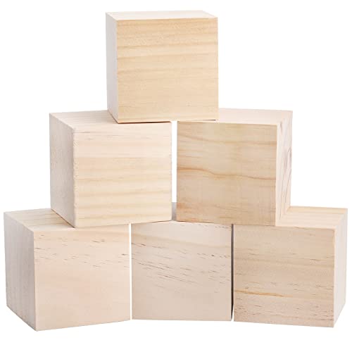Tosnail 6 Stück 7,6 cm einheitliche Holzwürfel Holzblöcke – ideal zum Basteln von Tosnail