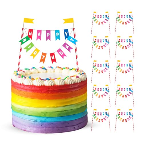 Totely Tortenaufleger Regenbogen - 10 Stück "Happy Birthday" Tortenaufsätze in buntem Regenbogen-Design für Geburtstagskuchen, Abendessen und Partys Totely Tortenaufleger Regenbogen - 10 Stück "Happy Birthday" Tortenaufsätze in buntem Regenbogen-Design für Geburtstagskuchen, Abendessen und Partys von Totely