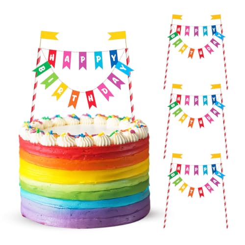 Totely Tortenaufsätze in Regenbogenfarben, 3 Stück "Happy Birthday" Tortenaufsätze in buntem Regenbogen-Design für Geburtstagskuchen, Abendessen und Partys Totely Tortenaufsätze in Regenbogenfarben, 3 Stück "Happy Birthday" Tortenaufsätze in buntem Regenbogen-Design für Geburtstagskuchen, Abendessen und Partys von Totely