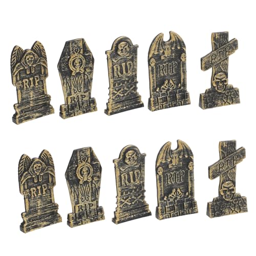Totority 10 Stück Teiliges Halloween Grabstein Deko Simulierte Kleine Grabsteine Gemischten Stilen für Gruselige Partys und Veranstaltungen für Spukhäuser und Halloween Deko von Totority