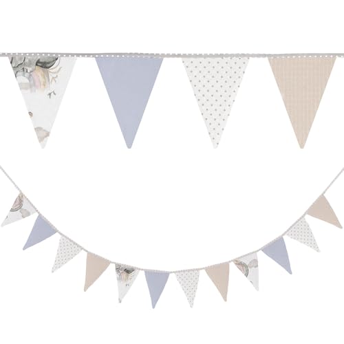 Wimpelkette Kinderzimmer Wimpel Girlande Outdoor Geburtstag Wimpelkette Stoff Deko Wetterfest 350 cm 12 Dreiecke (15 cm x 22 cm) Elefant von Totsy Baby