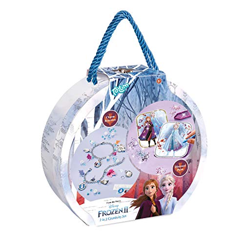 Disney Frozen II 682115 Geschenkbox 2in1: Diamond Painting und Schmuckbastelset – Gestalte deine Lieblingsfiguren mit wunderschönen Glitzersteinchen und Kettenarmbänder mit Blatt- und Bettelanhänger von Totum