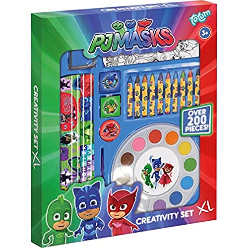 TM Essentials Masks Mega Kreativ-Set über 200 Teile - Ausmalbilder, Sticker, Stempel der Helden Owlette, Catboy und Gekko, bunte Wachsmalstifte, Wassermalfarbe PJ MASKS MEGA KREATIVSET TM Essentials Masks Mega Kreativ-Set über 200 Teile - Ausmalbilder, Sticker, Stempel der Helden Owlette, Catboy und Gekko, bunte Wachsmalstifte, Wassermalfarbe PJ MASKS MEGA KREATIVSET von Totum