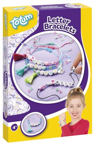 Totum 029781 Armbänder selber basteln-Schmuckbastelset für Kinder, Set aus verschiedenen Bändern und Perlen mit Buchstaben und Anderen Formen, Mehrfarbig Totum 029781 Armbänder selber basteln-Schmuckbastelset für Kinder, Set aus verschiedenen Bändern und Perlen mit Buchstaben und Anderen Formen, Mehrfarbig von Totum
