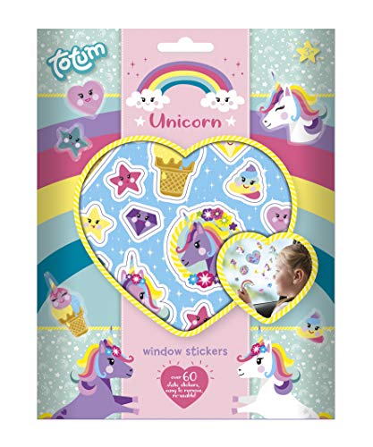 Totum 71568 Einhorn Fenstersticker: Wiederverwendbare Unicorn Sticker für Fenster und Spiegel, Geschenk für Kinder, H: 21,00 cm L: 16,00 cm B: 0,50 cm von Totum