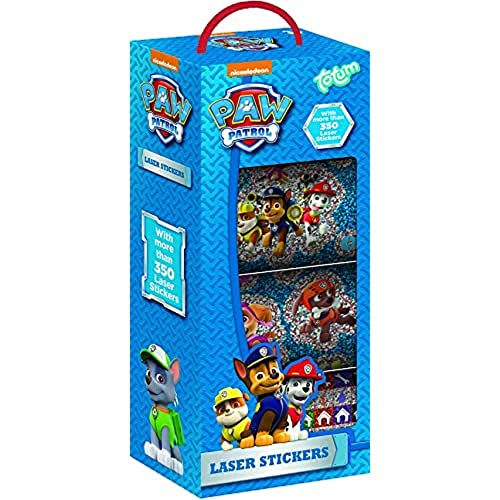 Totum 720206 Paw Patrol Stickerbox mit über 100 Laser Stickern auf 4 Stickerrollen, mit Motiven deiner Lieblingshelden — Ideal für Scrapbooking und Bastelarbeiten, Multicolore von Totum