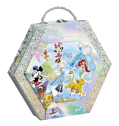 Totum Disney Diamond Painting Figuren in schöner Geschenkbox – 6 Disney Charaktere zum Verzieren mit über 850 Diamanten in Glitzer Bastelkoffer, Geschenk für Kinder, Mittel von Totum