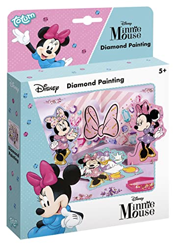 Totum Disney Minnie Mouse Diamond Painting Set für Kinder: Pappkarten und -figuren mit wunderschönen Strasssteinen verzieren, Diamantmalerei - Geschenk für Mädchen von Totum