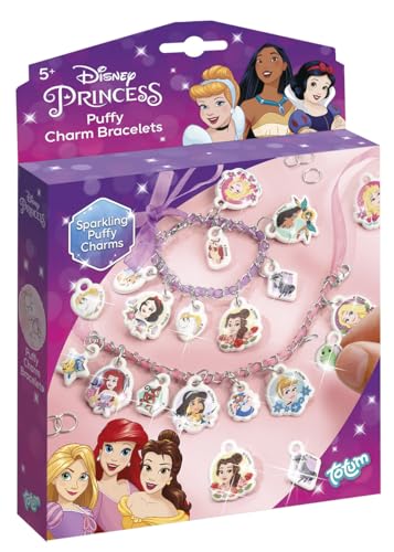 Totum Princess Schmuckbastelset: Charm Armbänder basteln mit Motiven der Prinzessinnen und Bändern, Geschenk für Mädchen ab 5 Jahren, 044364 von Totum