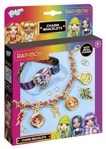 Totum Rainbow High Charm Armband Bastelset, machen Sie 2 Bettelarmbänder, mit luxuriösem Satinband und goldfarbenem Gliederarmband mit Wildlederschnur, Aufklebern und Charms, geeignet für Kinder ab 5 Totum Rainbow High Charm Armband Bastelset, machen Sie 2 Bettelarmbänder, mit luxuriösem Satinband und goldfarbenem Gliederarmband mit Wildlederschnur, Aufklebern und Charms, geeignet für Kinder ab 5 von Totum