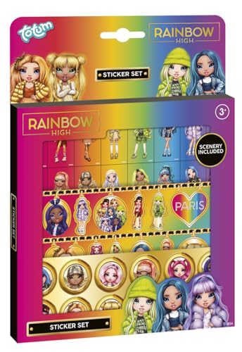 Totum Rainbow High Sticker-Set, 3 Seiten und Landschaftstafel, für Kreativität, Scrapbooking oder Dekorieren. Geeignet für Kinder ab 3 Jahren von Totum