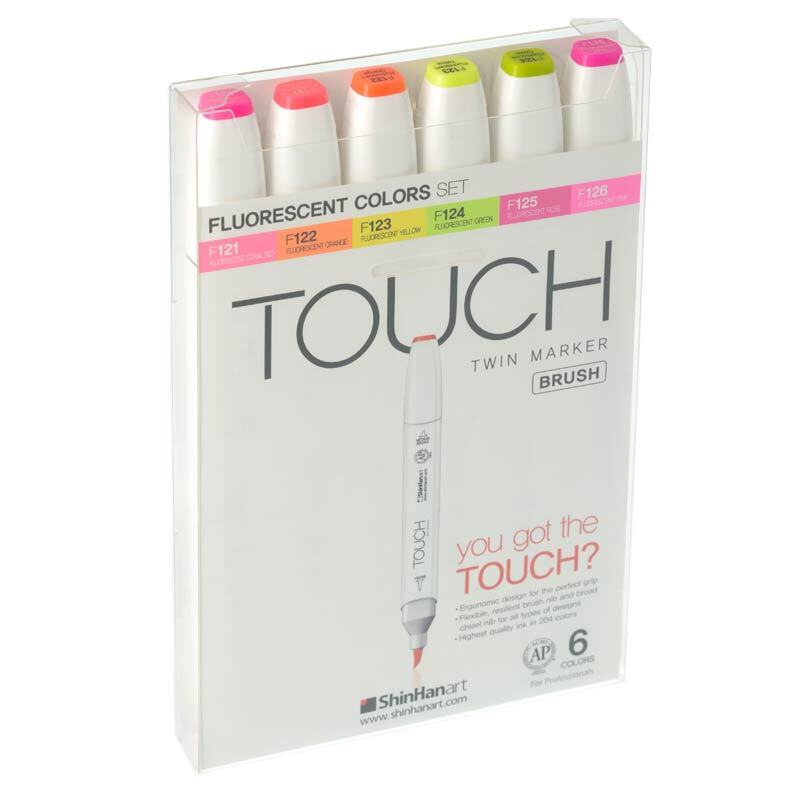 Twin Brush Marker Flourescent 6er Set von Touch