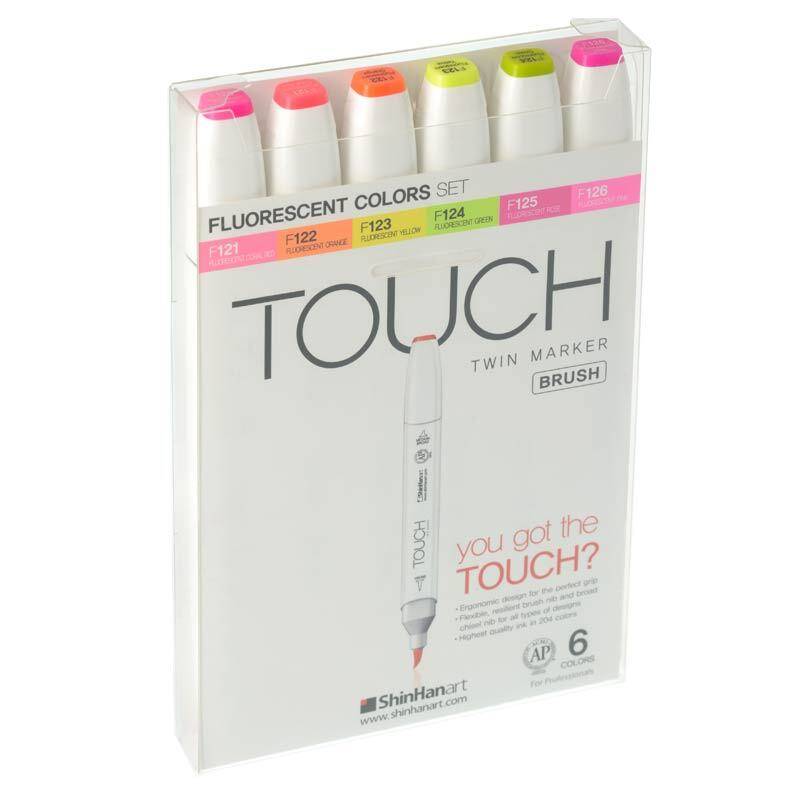 Twin Brush Marker Flourescent 6er Set von Touch