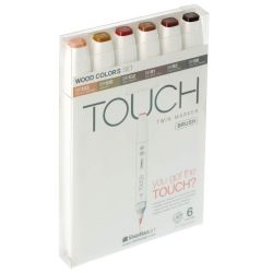 Twin Brush Marker Wood Colors 6er Set von Touch