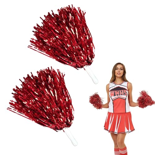 Pompoms Cheerleading,Sportkader Cheerleader Pompons,Cheerleader Pompons Rot,Metallisch Cheerleader Pompons,Pompons mit Griffen für Sportwettbewerb Tanzen Cheers Erwachsene, 2 Stück,Rot Pompoms Cheerleading,Sportkader Cheerleader Pompons,Cheerleader Pompons Rot,Metallisch Cheerleader Pompons,Pompons mit Griffen für Sportwettbewerb Tanzen Cheers Erwachsene, 2 Stück,Rot von Toulifly