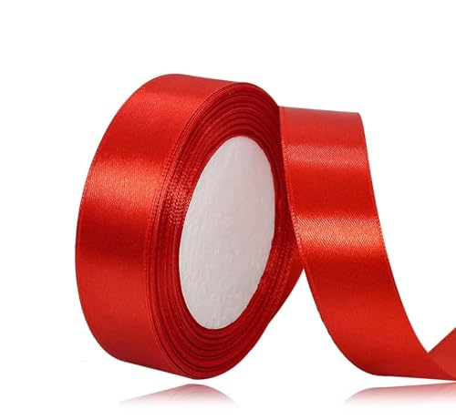 Satinbands Rot 20mm Breit, 22 Meters Geschenkband Schleifenband für Geschenkverpackungen, DIY-Basteleien, Blumensträuße, Nähprojekte, Schleifenherstellung, Geburtstags- und Hochzeitsdekorationen von Toulifly