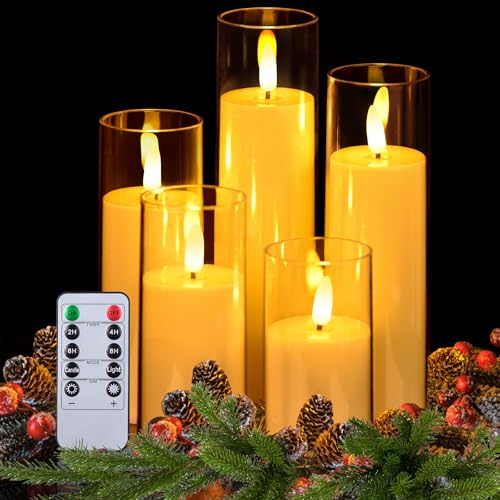 5 Pcs Led Elektrische Kerzen mit Timerfunktion Fernbedienung, Flammenlose Kerze Flackernd Outdoor Innen, Led-Kerzen Batteriebetrieben mit Timer, Fake Stumpenkerzen Set für Weihnachtsdeko Halloween 5 Pcs Led Elektrische Kerzen mit Timerfunktion Fernbedienung, Flammenlose Kerze Flackernd Outdoor Innen, Led-Kerzen Batteriebetrieben mit Timer, Fake Stumpenkerzen Set für Weihnachtsdeko Halloween von Touloube