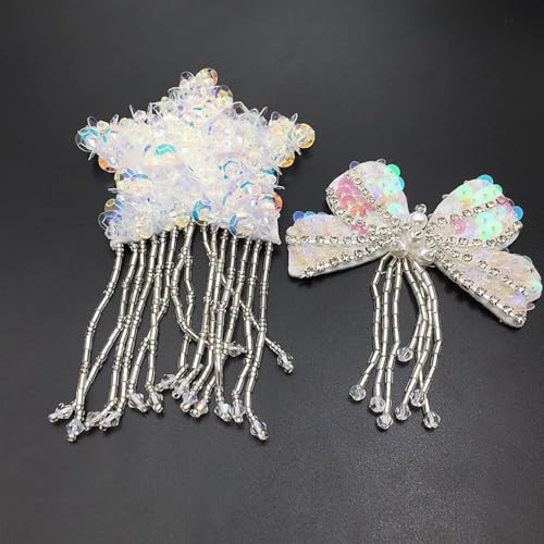 Star & Bowknot Pailletten Perlen Patches Handgemachte Stickerei Perlenaufnäher Applikationen zum Aufnähen auf T-Shirt Kleidung Kleid Handtasche Jeans Jacken Schuhe Kleidung Star & Bowknot Pailletten Perlen Patches Handgemachte Stickerei Perlenaufnäher Applikationen zum Aufnähen auf T-Shirt Kleidung Kleid Handtasche Jeans Jacken Schuhe Kleidung von Tounlinx