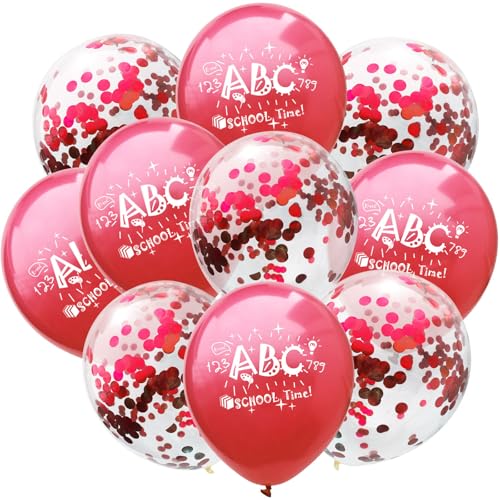 10 Stück Luftballons Einschulung, Schulkind Luftballons Schulanfang Deko, ABC Latex Ballons für Einschulung Deko Schuleinführung Schulkind Deko Einschulung Junge und Mädchen Rot und Konfetti Design 10 Stück Luftballons Einschulung, Schulkind Luftballons Schulanfang Deko, ABC Latex Ballons für Einschulung Deko Schuleinführung Schulkind Deko Einschulung Junge und Mädchen Rot und Konfetti Design von Tourima