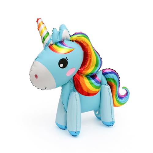 Aufblasbares Einhorn Luftballon, Blau mit Regenbogenmähne, Folienballon Einhorn, Stehend Einhorn Deko, Kindergeburtstag Partydekoration für Kindergeburtstag Aufblasbares Einhorn Luftballon, Blau mit Regenbogenmähne, Folienballon Einhorn, Stehend Einhorn Deko, Kindergeburtstag Partydekoration für Kindergeburtstag von Tourima