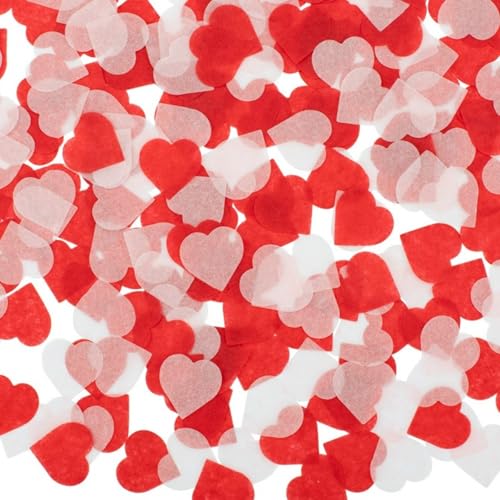 Herz Konfetti Bunt 60g, Confetti Groß 5000+ Stück, 2,5cm Konfetti Groß Geburtstag, Mehrfarbig Herz Streudeko,Papier Confetti für Geburtstag Hochzeit Party Dekoration（Rot Weiß） von Tourima