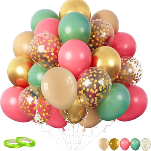 Luftballons Retro Grün Rosa, 30 Stück Rosa Sage Grün Latex Ballons, 12 Zoll Salbeigrün Aprikose Altrosa Helium Ballon, Gold Konfetti Ballon für Mädchen Dschungel Safari Geburtstag Babyparty Party Deko Luftballons Retro Grün Rosa, 30 Stück Rosa Sage Grün Latex Ballons, 12 Zoll Salbeigrün Aprikose Altrosa Helium Ballon, Gold Konfetti Ballon für Mädchen Dschungel Safari Geburtstag Babyparty Party Deko von Tourima
