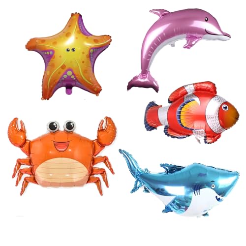 Meerestiere Folienballons Set, 5-teilig, aufblasbarer hai, Aufblasbare Clownfische in orange - Nemo, Delfin Luftballon, Seestern, KrabbeKindergeburtstag Party Dekoration Meerestiere Folienballons Set, 5-teilig, aufblasbarer hai, Aufblasbare Clownfische in orange - Nemo, Delfin Luftballon, Seestern, KrabbeKindergeburtstag Party Dekoration von Tourima