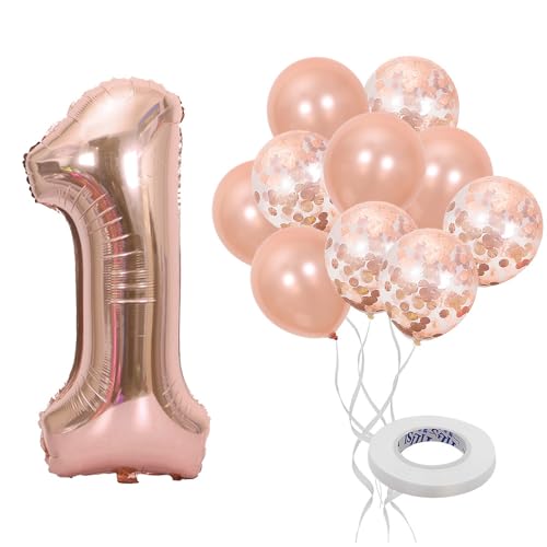 Tourima 1. Geburtstag Mädchen with Roségold Luftballon Set, Luftballon 1. Folienballon mit Konfetti Ballons, 1 Geburtstag Mädchen Party Dekoration Tourima 1. Geburtstag Mädchen with Roségold Luftballon Set, Luftballon 1. Folienballon mit Konfetti Ballons, 1 Geburtstag Mädchen Party Dekoration von Tourima