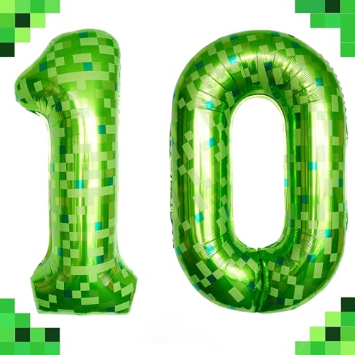 Tourima 10 Zahl Folienballon Grün 40 Zoll, Pixel Deko 10. Geburtstag Junge Mädchen, Helium Luftballons Zahlen für Geburtstag 10 Jahre, Deko Kindergeburtstag Zahlenluftballon Groß, Luftballons 10 Jahre Tourima 10 Zahl Folienballon Grün 40 Zoll, Pixel Deko 10. Geburtstag Junge Mädchen, Helium Luftballons Zahlen für Geburtstag 10 Jahre, Deko Kindergeburtstag Zahlenluftballon Groß, Luftballons 10 Jahre von Tourima