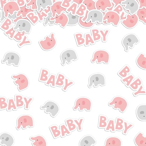 Tourima 100 Stück Babyparty Deko Konfetti Rosa Elefant 2cm – Baby Shower Deko Mädchen, Gender Reveal Party Deko, Deko Babyparty Neutral & Junge, Baby Party Dekoration, Oh Baby Deko von Tourima