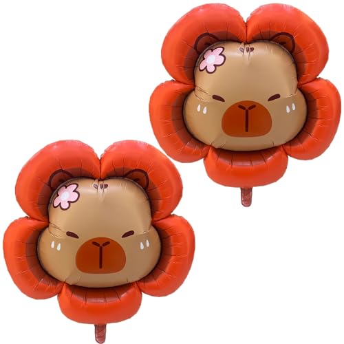 Tourima Capybara Folienballon Tiere 2er Set – 93×89cm XXL Luftballon Capibara für Geburtstag, Anime Deko, Kinderluftballons, Capybara Set, Party Animals Geburtstagsdeko Set von Tourima