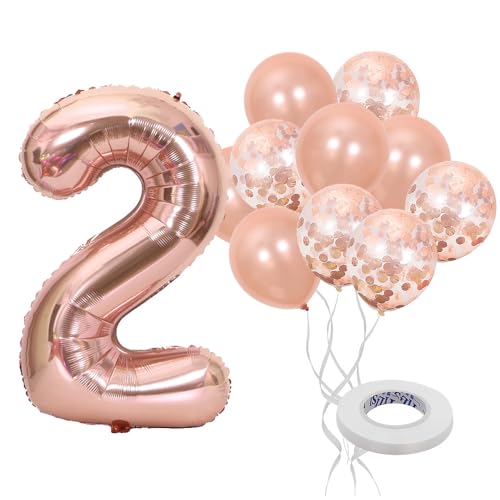 Tourima 2. Geburtstag Mädchen with Roségold Luftballon Set, Luftballon 2. Folienballon mit Konfetti Ballons, 2 Geburtstag Mädchen Party Dekoration Tourima 2. Geburtstag Mädchen with Roségold Luftballon Set, Luftballon 2. Folienballon mit Konfetti Ballons, 2 Geburtstag Mädchen Party Dekoration von Tourima