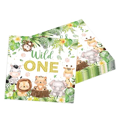 Tourima 20 Stück Wild One Geburtstag Deko Servietten, 33X33CM Deko 1. Geburtstag Junge Mädchen Servietten für Wild One Children's Birthday Party von Tourima