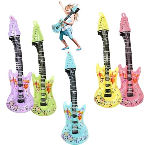 Tourima 5er Set Aufblasbare Gitarren 89cm, Luftgitarren zum Aufblasen, Party Accessoires & Fotobox Requisiten für Hochzeit, Geburtstag, Hawaii Deko, Kinderdisco & Reisegitarre, Gitarre Aufblasbar von Tourima