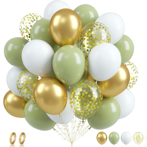 Tourima 60 Stück Luftballons Grün Set 12 Zoll Grün Weiß Gold Konfetti Helium Luftballons Geburtstag Hochzeit Ballons Girlande Deko Salbeigrün Eukalyptus Helium geeignet für Party Ballon Deko Tourima 60 Stück Luftballons Grün Set 12 Zoll Grün Weiß Gold Konfetti Helium Luftballons Geburtstag Hochzeit Ballons Girlande Deko Salbeigrün Eukalyptus Helium geeignet für Party Ballon Deko von Tourima