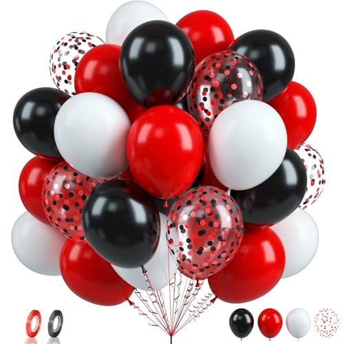 Tourima 60 Stück Rote Weiß und Schwarze Luftballons Mit Konfetti, 10m Schwarzen Bändern für Geburtstag, Hochzeit, Ladybug Deko, Helium Ballon, Luftballon Girlande Set in Rote Ballons, Luftballons Rot Tourima 60 Stück Rote Weiß und Schwarze Luftballons Mit Konfetti, 10m Schwarzen Bändern für Geburtstag, Hochzeit, Ladybug Deko, Helium Ballon, Luftballon Girlande Set in Rote Ballons, Luftballons Rot von Tourima