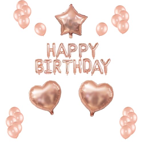 Tourima Deko 1. Geburtstag Mädchen Luftballons Rosegold Happy Birthday Girlande und Happy Birthday Ballon Gilt für Mädchen Folienballon Happy Birthday Luftballons Geburtstag für Geburtstagsdeko Frauen von Tourima