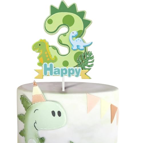 Tourima Dino Torten Deko 3. Geburtstag Junge & Mädchen, Cake Topper für Kinder, Deko 3. Geburtstag Mädchen, Geburtstagsdeko 3 Jahre Junge, Kuchendeko Happy Birthday Cake Topper, Geburtstags Deko Tourima Dino Torten Deko 3. Geburtstag Junge & Mädchen, Cake Topper für Kinder, Deko 3. Geburtstag Mädchen, Geburtstagsdeko 3 Jahre Junge, Kuchendeko Happy Birthday Cake Topper, Geburtstags Deko von Tourima