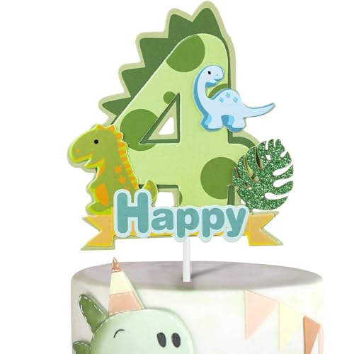 Tourima Dino Torten Deko 4. Geburtstag Junge & Mädchen, Cake Topper Dinosaurier Party Deko, Deko Kindergeburtstag, Dino Geburtstag Deko 4 Jahre, Geburtstagsdeko 4 Jahre Junge & Mädchen Tourima Dino Torten Deko 4. Geburtstag Junge & Mädchen, Cake Topper Dinosaurier Party Deko, Deko Kindergeburtstag, Dino Geburtstag Deko 4 Jahre, Geburtstagsdeko 4 Jahre Junge & Mädchen von Tourima