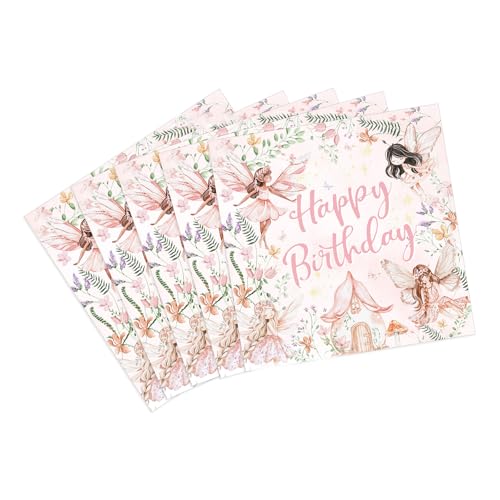 Tourima Feen Geburtstag Deko, Servietten Geburtstag Mädchen 33x33cm, 20 Stück, Feen Design in Rosa, Blumenmotiv, 'Happy Birthday' Papierservietten für Partydekoration Servietten Schmetterling Tourima Feen Geburtstag Deko, Servietten Geburtstag Mädchen 33x33cm, 20 Stück, Feen Design in Rosa, Blumenmotiv, 'Happy Birthday' Papierservietten für Partydekoration Servietten Schmetterling von Tourima