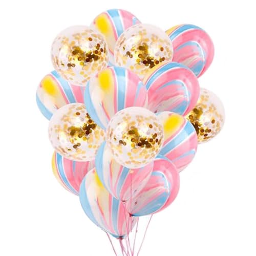 Tourima Festliche Luftballons Set, 15 Stück, Marmor-Optik Rosa-Blau-Gelb mit Goldenen Konfetti-Ballons, Party Dekoration Tourima Festliche Luftballons Set, 15 Stück, Marmor-Optik Rosa-Blau-Gelb mit Goldenen Konfetti-Ballons, Party Dekoration von Tourima
