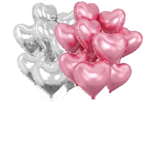 Tourima Herz Luftballon Set, 45cm Herz Ballons, 12 Stück Rosa und 12 Stück Silber Herzluftballons Helium, Folienballons für Hochzeit, Geburtstag und Valentinstag Deko Tourima Herz Luftballon Set, 45cm Herz Ballons, 12 Stück Rosa und 12 Stück Silber Herzluftballons Helium, Folienballons für Hochzeit, Geburtstag und Valentinstag Deko von Tourima
