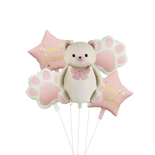 Tourima Kleiner Bär Folienballon 1 Deko 1. Geburtstag Mädchen, Kindergeburtstag Deko Luftballon 1 Folienballon Geburtstag, Gilt für Kindergeburtstag Deko und Geburtstagsdeko 1 Jahr Mädchen von Tourima