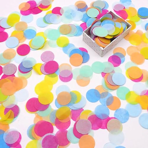 Tourima Konfetti Bunt 9000+ Stück, 2.5cm Konfetti Geburtstag Groß, Papier Confetti für Geburtstag Hochzeit Party Dekoration(100g） von Tourima